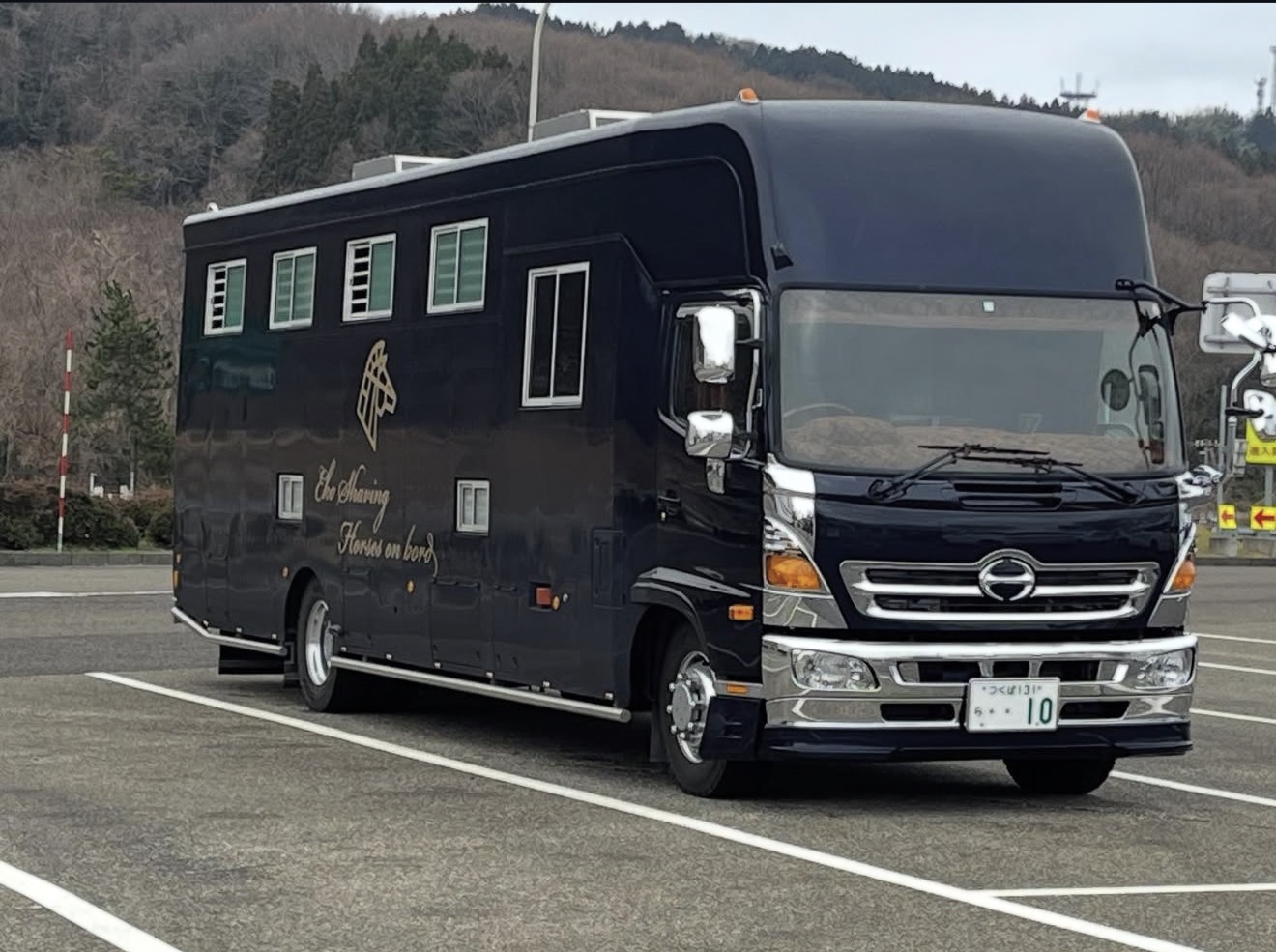 提携馬運車の前方と側面